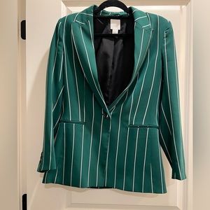 H&M green stripe blazer